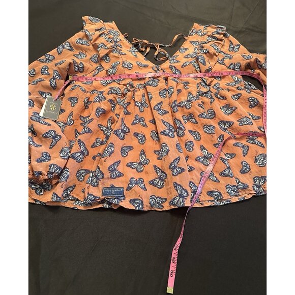 Simply Southern Collection Butterfly Womens Top Sz XXL Boho Lined Tie Back NWT - Picture 5 of 7